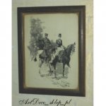 Obrazek retro Żołnierz z ukochaną na koniach