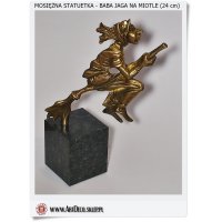 Statuetka mosiężna Baba jaga na miotle Polski produkt