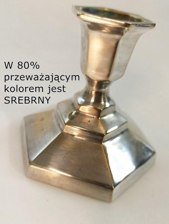 Mosiężny lichtarz w kolorze srebra