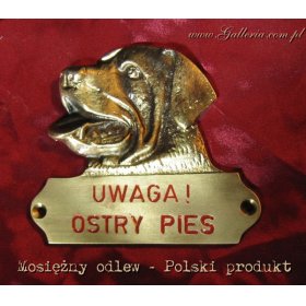 UWAGA: Ostry Pies + Mosiężna tabliczka ostrzegawcza